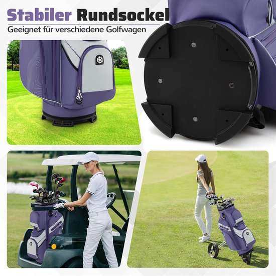 COSTWAY Golftas, lichte golftas met onderverdeling en draagriem, draagbare golftas met regenhoes en 11 vakken, waterafstotend, voor heren en dames van Costway — afbeelding 4