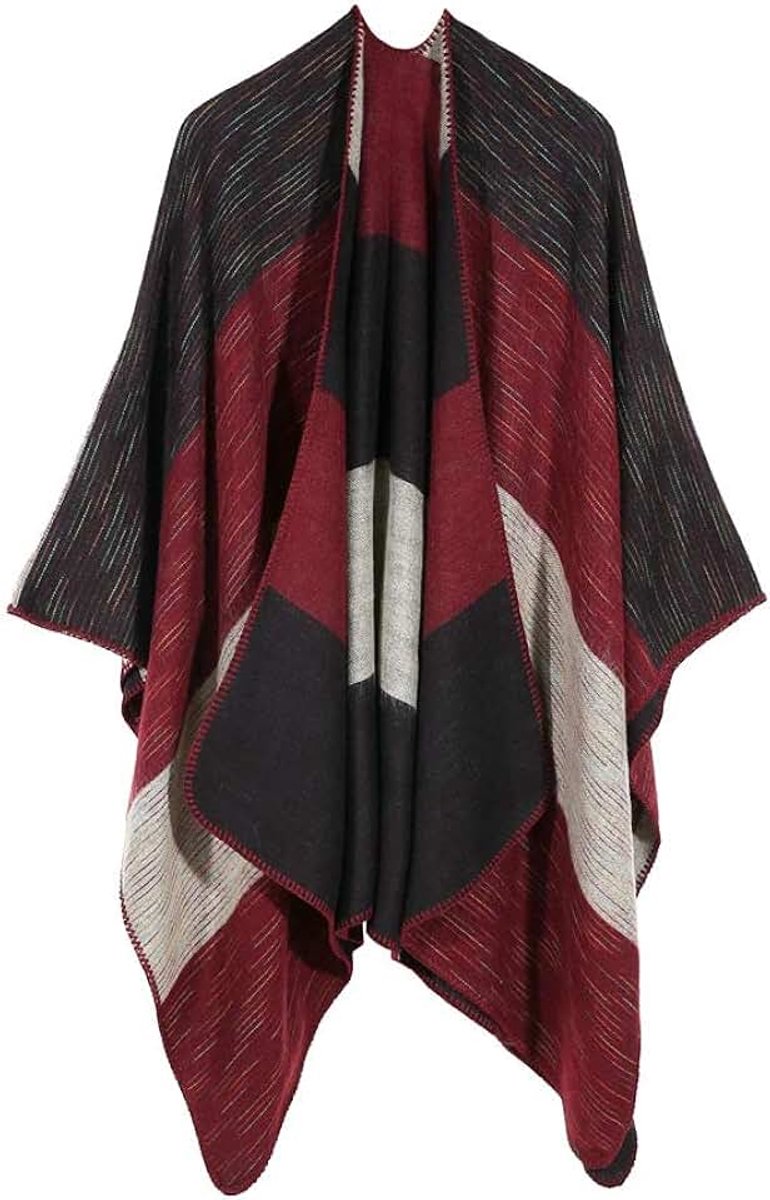 130 * 150 Cm Warme Sjaal Omkeerbare Oversized Omslagdoek Voor Dames Omslagdoek Met Open Voorkant Vesten Van Wolmix Met Capuchon Poncho-cape Voor Lente, Zomer, Winter, Cadeau Voor Dames