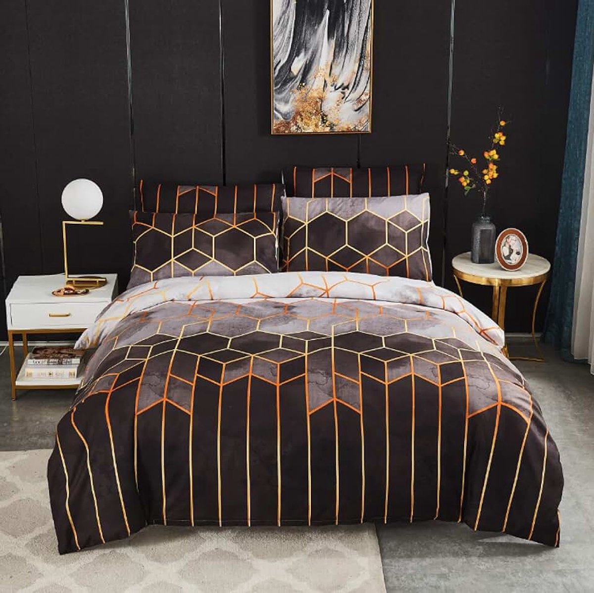 200 x 200 cm/220 x 240 cm, polyester beddengoedset, 1 dekbedovertrek 200 x 200 cm/220 x 240 cm en 2 kussenslopen 50 x 75 cm grijs ||220 x 240 cm
