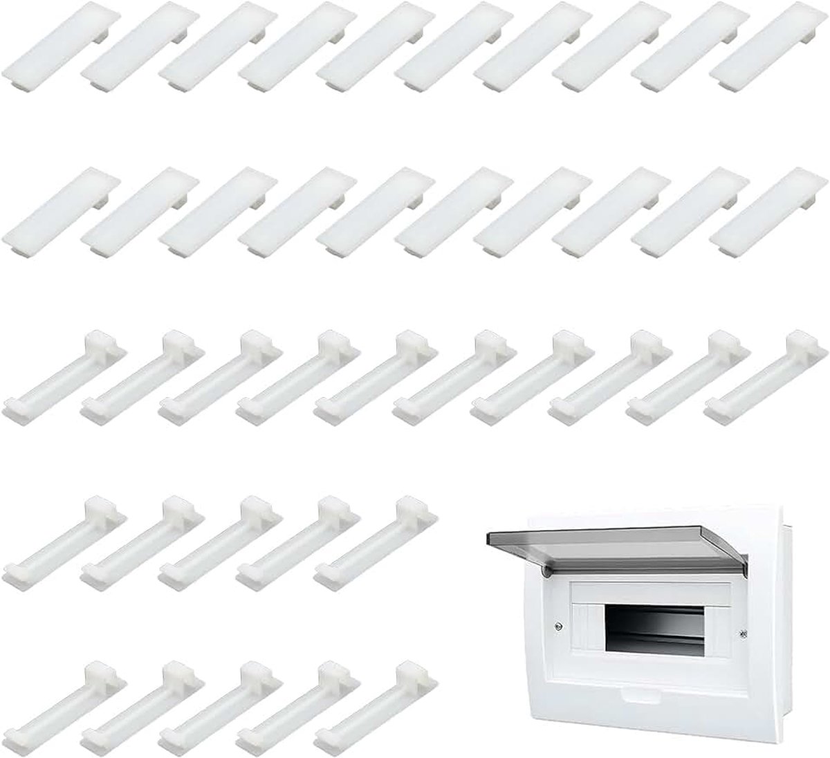 40 stuks modulaire afdekkingen voor elektrische frames, blinde afdekkingen 1TE en 0,5TE, uitbreidbaar en combineerbaar, compatibel met F-Tronic Hager Hensel, behuizingssluitingen