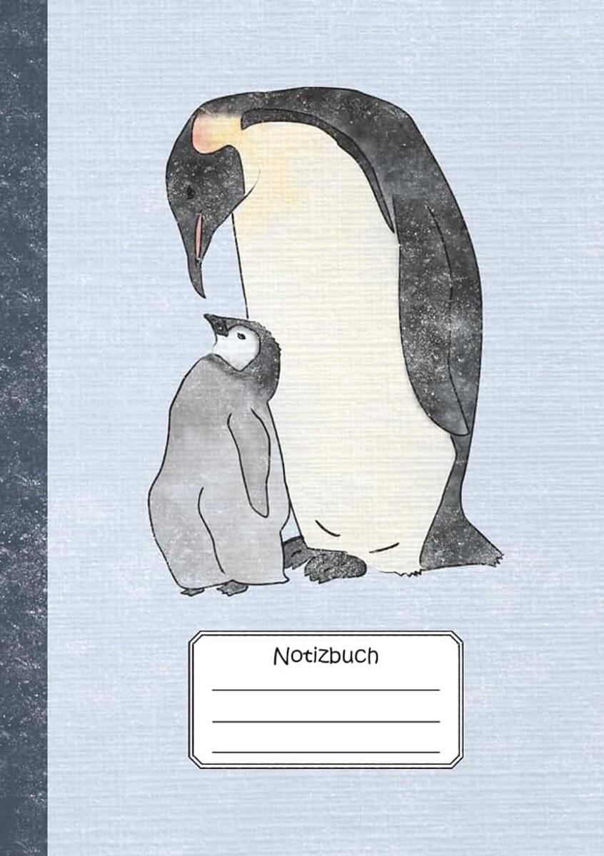 Notizbuch mit Pinguin Mama und Küken | kariert | A5: Geschenk für Pinguin Liebhaber | als Schulheft Notizheft Schreibheft Übungsheft Kladde