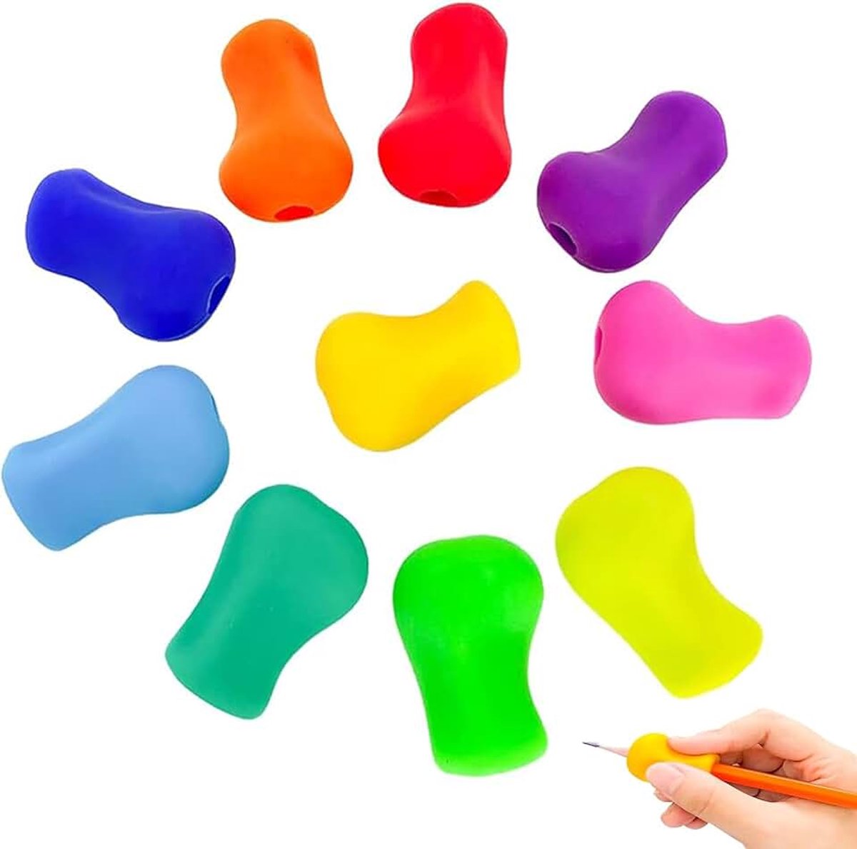 Schrijfhulp voor kinderen, siliconen pennenhouder voor kinderen, zachte schrijfhulp voor kinderen, potloden, handgrepen, penhouder, kinderhulpmiddel, ergonomisch, linkshandigen, rechtshandigen,