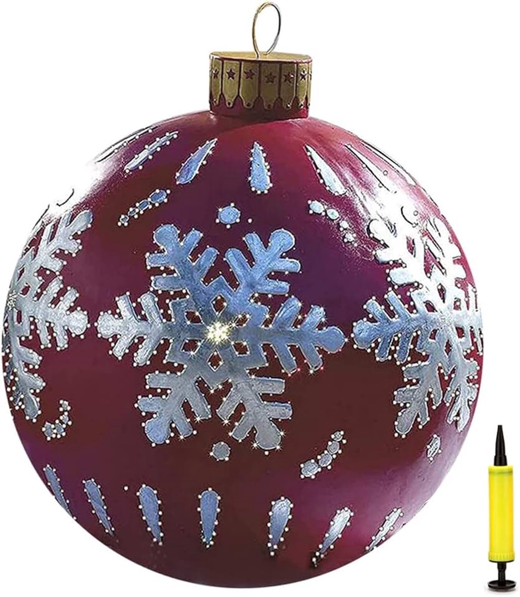 Kerstdecoraties, opblaasbare kerstbal, 60 cm, van pvc, kerstbal, gepersonaliseerde boomversiering, kerstballen (met cilinderpomp)