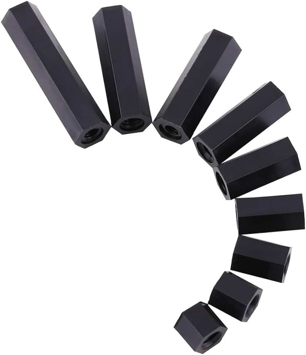 Stks Zwart Vrouwelijke Spacer PA66 Nylon Spacer Standoff Nylon Accessoires M3 Vrouwelijk x M3 Vrouwelijke Hex Schroefdraad Spacer Standoff(M3*10)