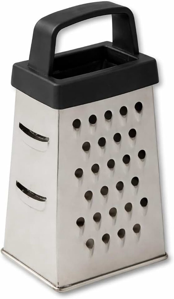 Vierkante rasp, hoogte 6,6 cm, ideaal als kleine kaasrasp, knoflookrasp, gemberschaaf, parmezaanse kaas bij tafel, gemberrasp, 4-zijdige toren keukenrasp (zwart)