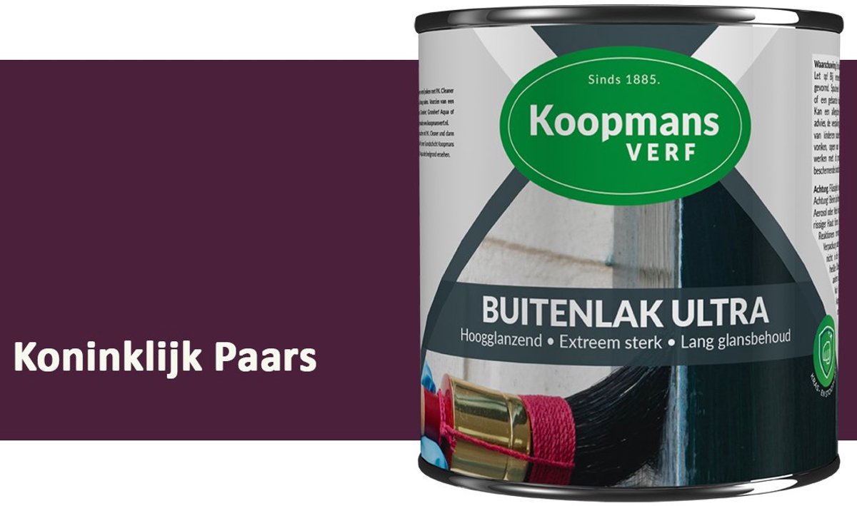 Koopmans Buitenlak Ultra Hoogglans – UV Bestendige Buitenlak voor Hout – Kozijnen, Deuren & Gevel – Duurzame Professionele Lak – Koninklijk Paars – 375 ml