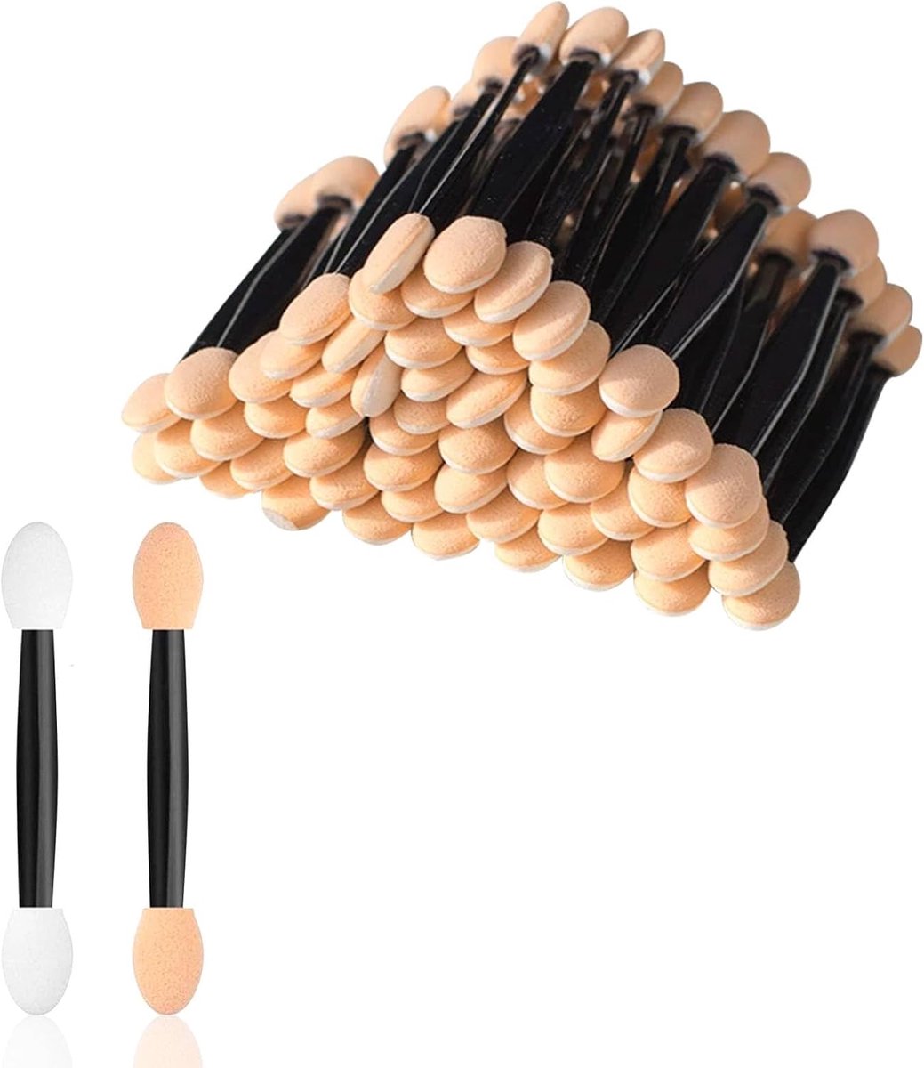50 stuks sponzen oogschaduwapplicator, dubbele wegwerp oogschaduwborstels, oogschaduwapplicator, spons make-up stick voor make-up voor volwassenen meisjes en vrouwen