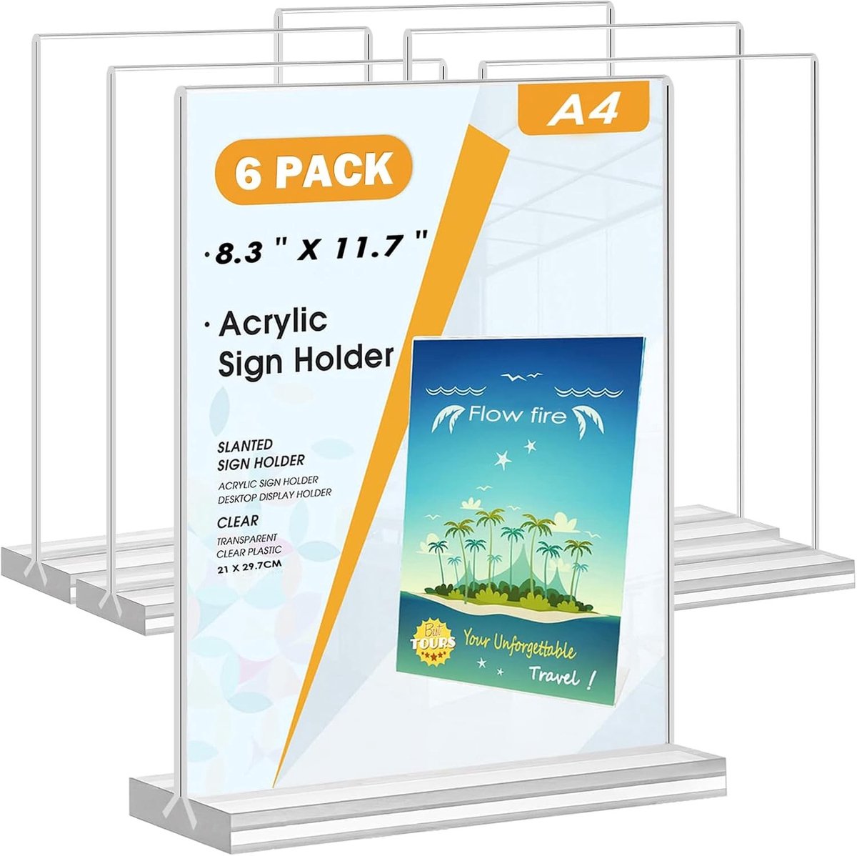 Folderhouder acryl - Transparant - A4 - Acryl T-vormige Menukaarthouder - Voor Restaurants en Kantoren