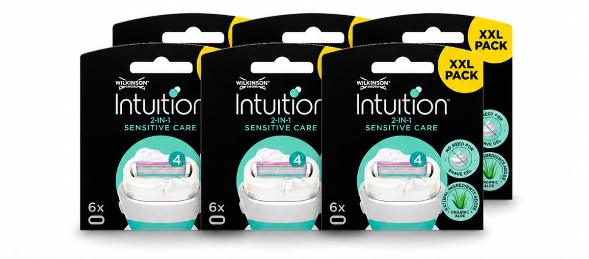 6 x Wilkinson Intuition - Navulmesjes - 2 in 1 Sensitive Care - Voor Gevoelige Huid - 6 mesjes - Voordeelverpakking - 6 stuks
