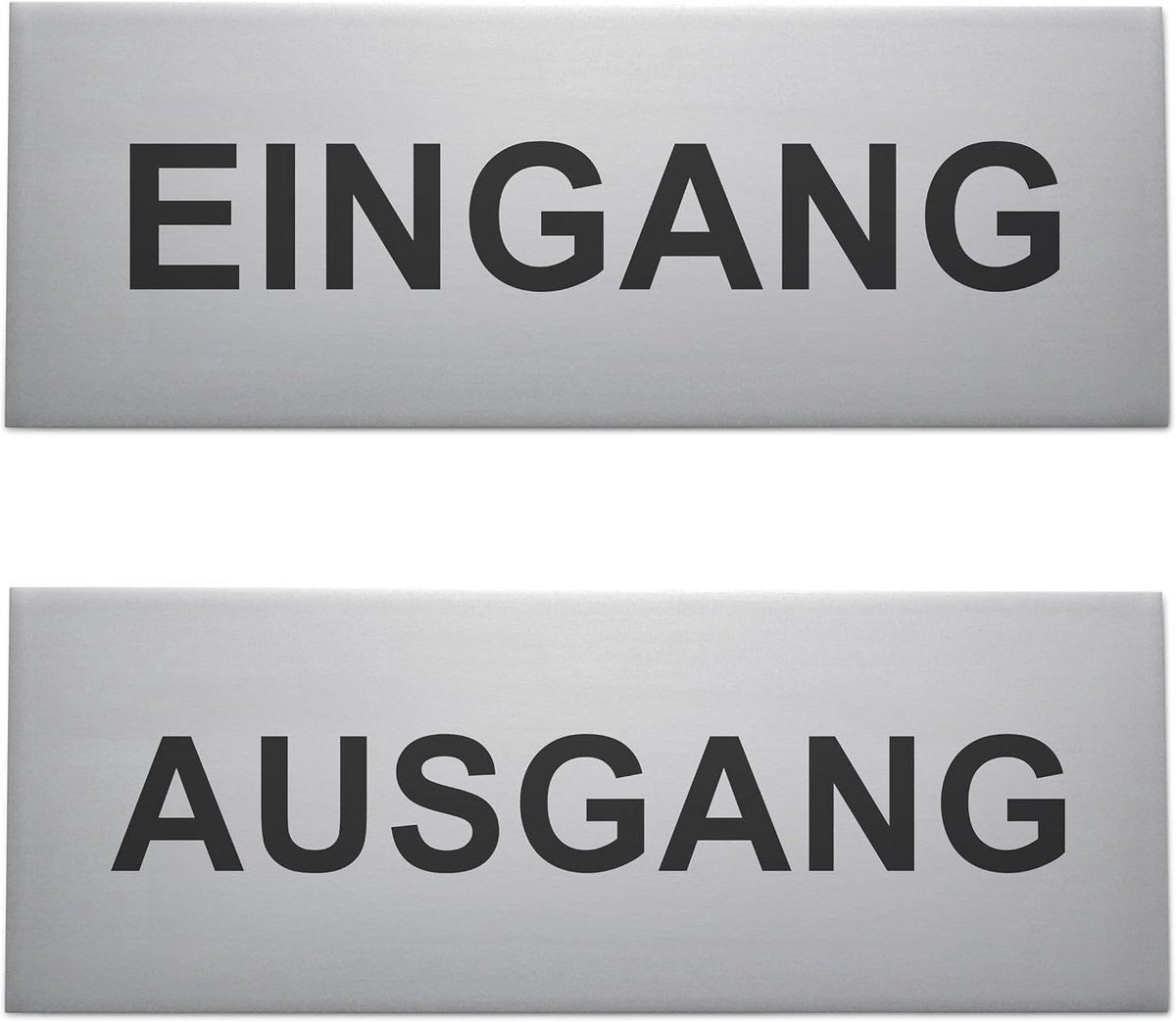 1xINGANG & 1xUIT - Made in Germany- Aluminium geanodiseerd - Chic & stijlvol 16x6cm - achterzijde, sterk 3M kleefoppervlak - uitgangsplaat/ingangsbord - deurbordje - SynMe Germany