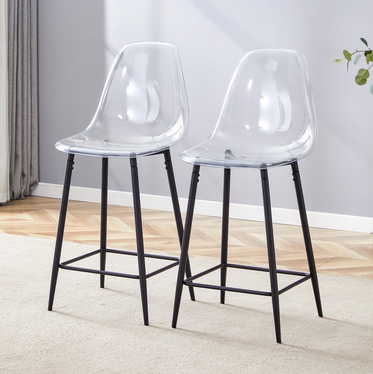 MODENUIT Barkruk 43 x 50,8 x 101,6 cm - Rugleuning Met Voetsteun - Keuken En Bar - Kunststof Zwart