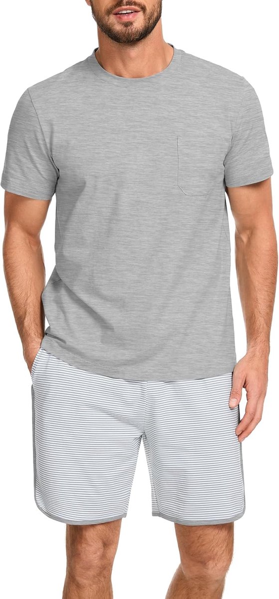 Pyjama heren korte strepen pyjama set zomer katoen pyjama voor mannen nachtkleding shorty tweedelige pyjama's