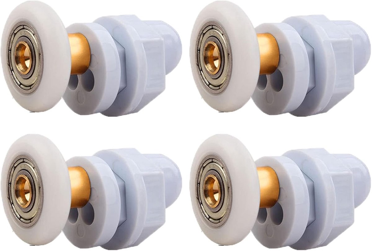 Douchecabine wieltjes - 23 mm - Koperen as met Nylon wielen - Voor glazen douchedeuren 4-6 mm