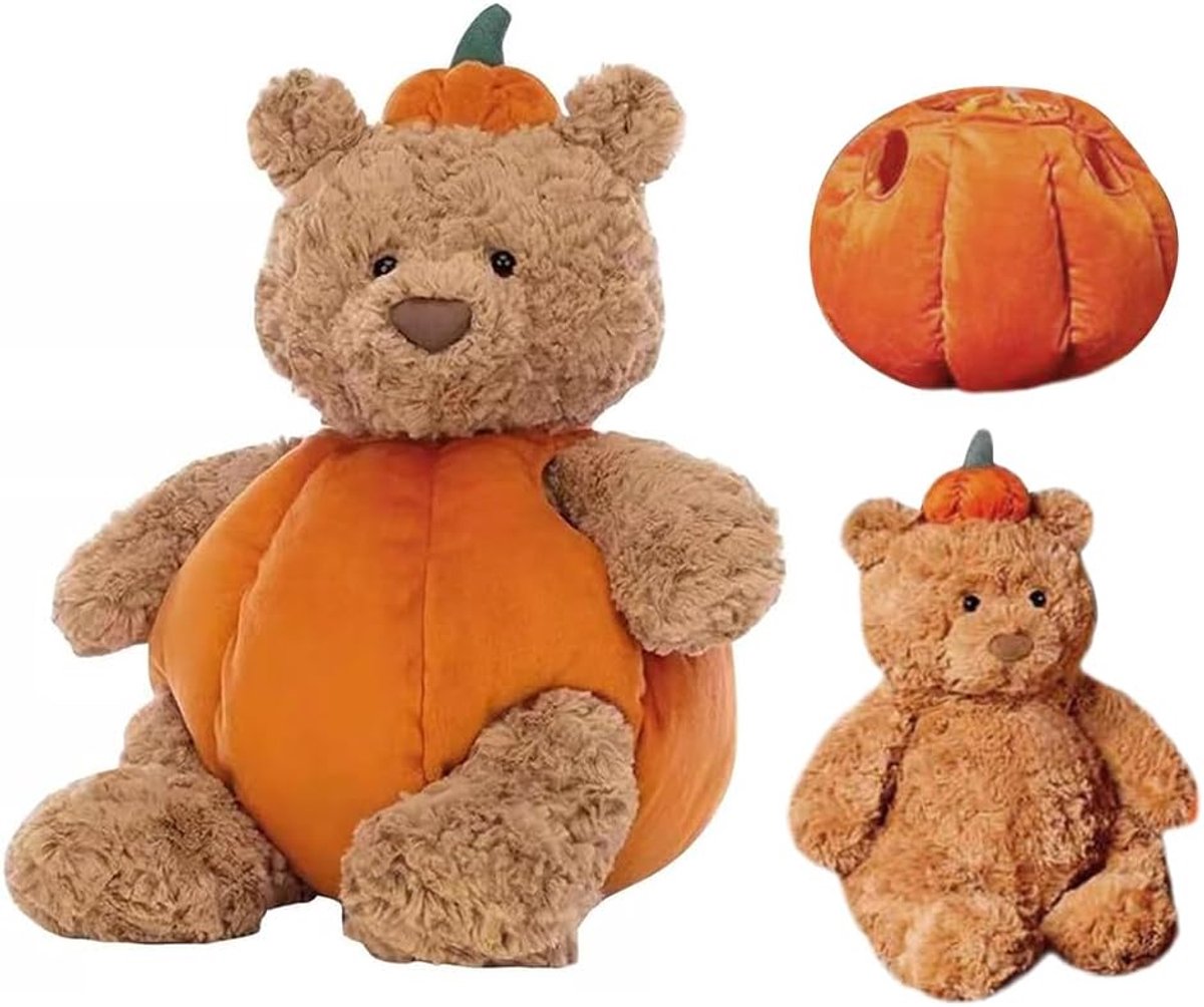 knuffeldier, pluche speelgoed, 30 cm, pompoenbeer, pluche, cadeaus voor Kerstmis en halloween, voor jongens en meisjes