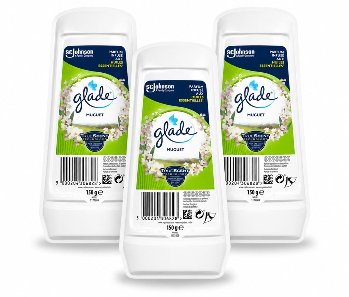 3 x Glade – Luchtverfrisser Gel – Muguet – 150 g - Voordeelverpakking - 3 stuks