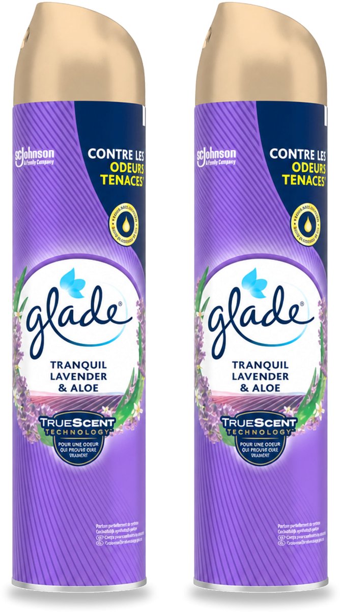 2 x Glade - Luchtverfrisser Spray - Tranquil Lavender & Aloë - 300 ml - Voordeelverpakking - 2 stuks