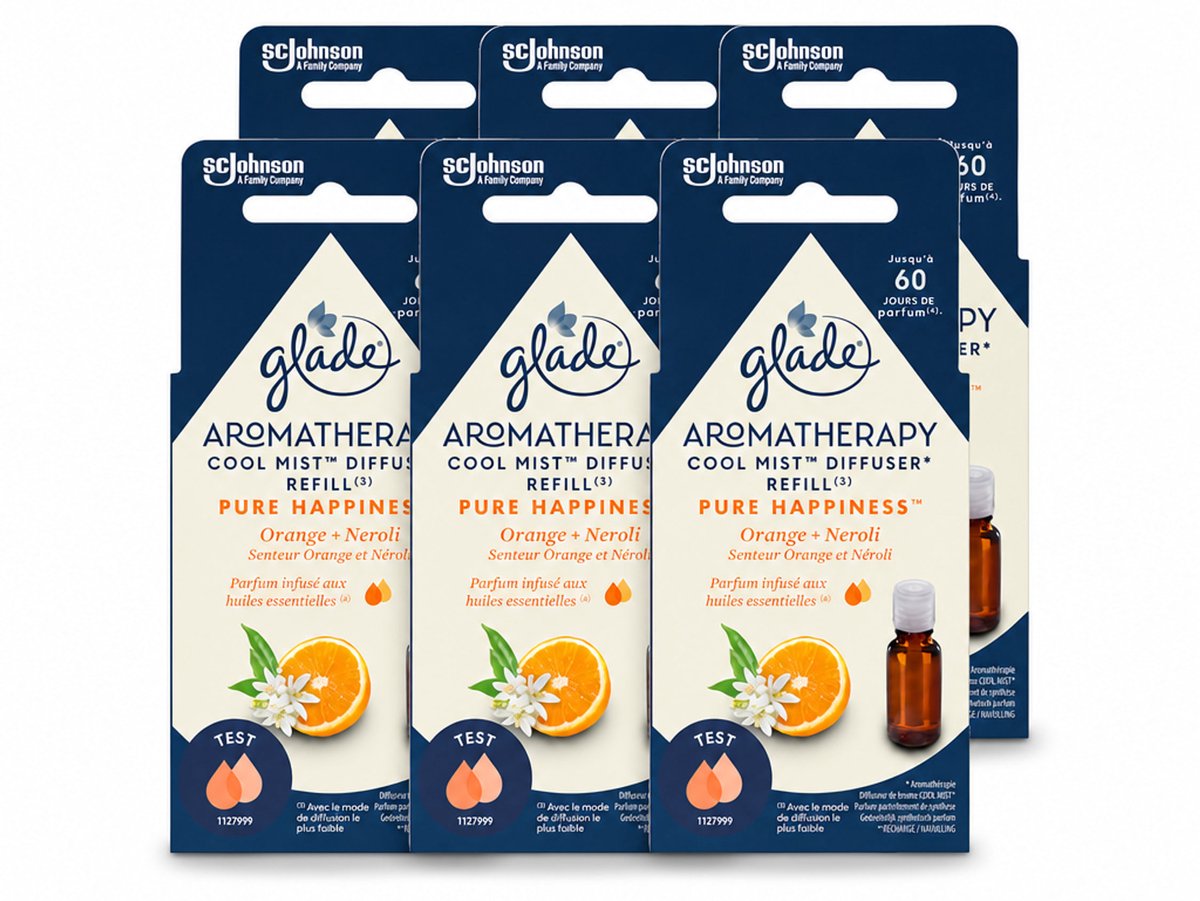 6 x Glade - Mistnavulling Pure Happiness - Aromatherapie - 17,4 ml - Voordeelverpakking - 6 stuks