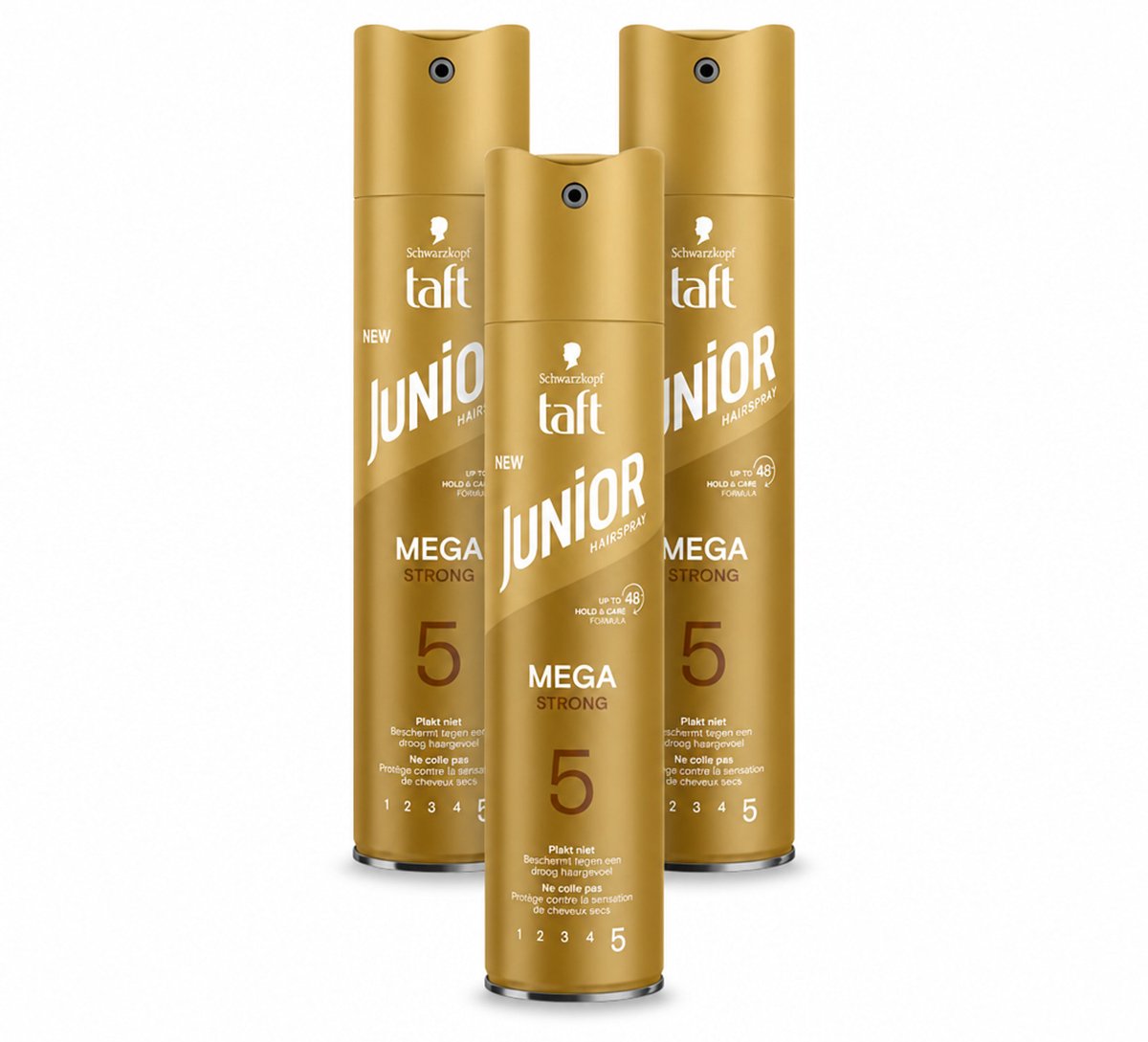 3 x Taft - Mega Strong 5 - Junior Haarspray - Extra sterke hold voor kids - 250 ml - Voordeelverpakking - 3 stuks