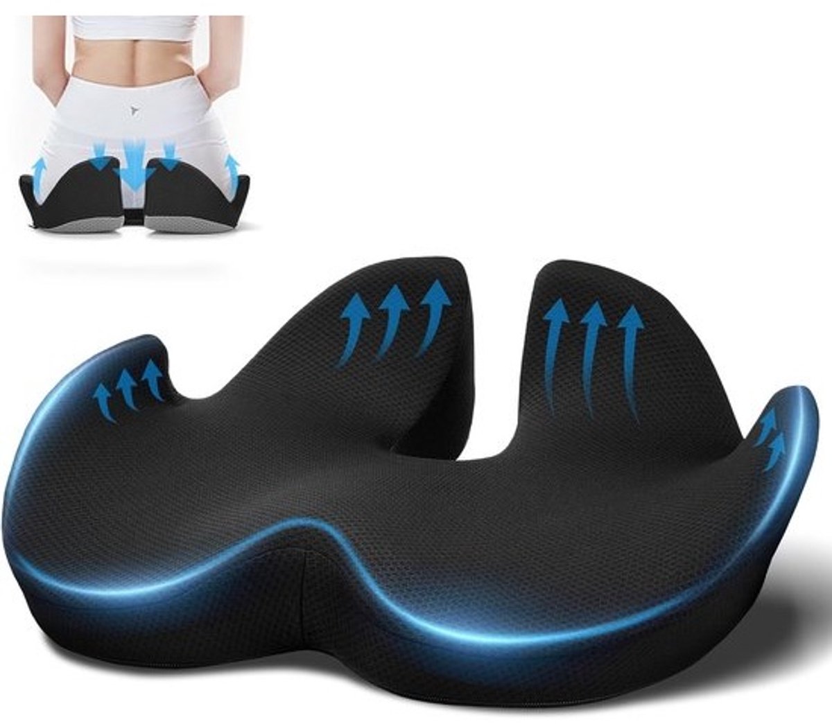 Traagschuim zitkussen met ergonomisch design - Ademend en antislip voor comfortabel zitten