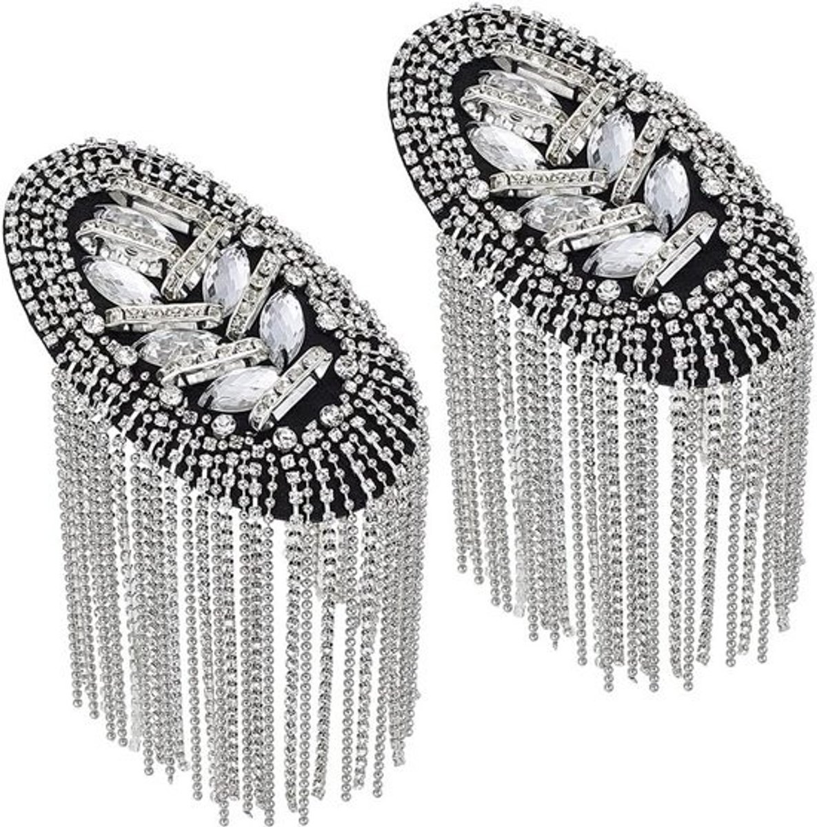 Modieuze schouderpauletten met kwasten en punk-epauletten voor jassen en cosplay, platina, 17,5 x 6 cm - stijlvolle accessoires voor unieke outfits en kostuums