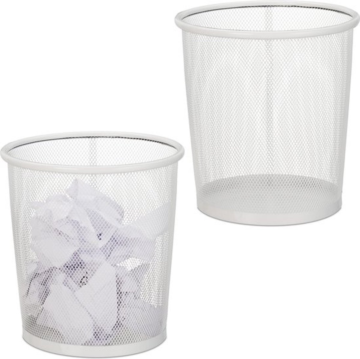 2x papiermand metaal - prullenmand - prullenbak - papierbak - 8 L - afvalbak
