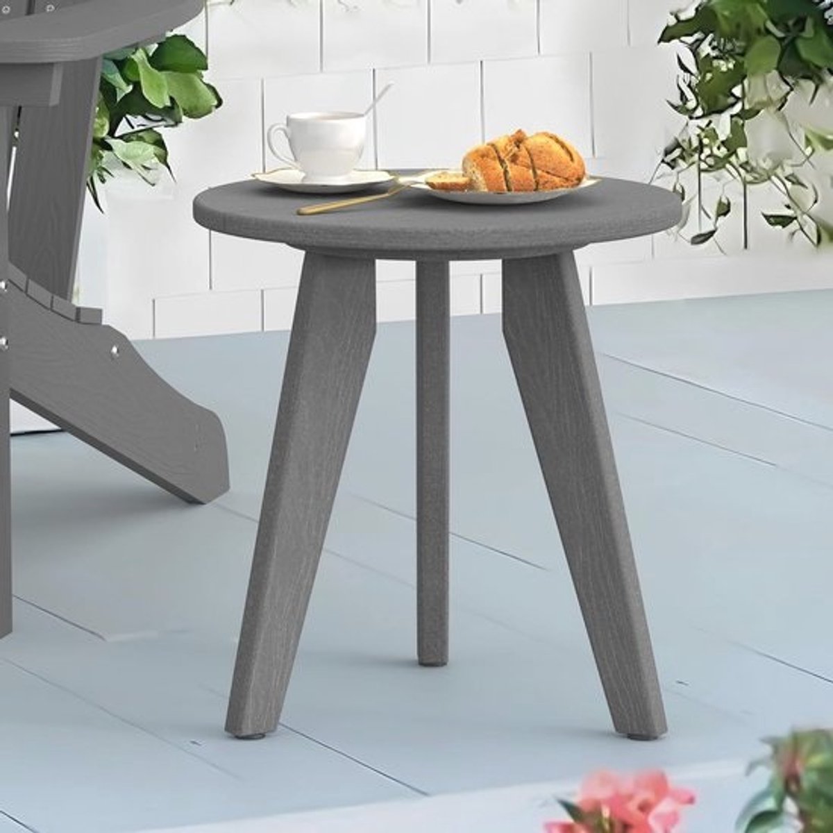 Ronde Side Table voor Woonkamer en Tuin - Multifunctionele Sofa Tafel in Grijs