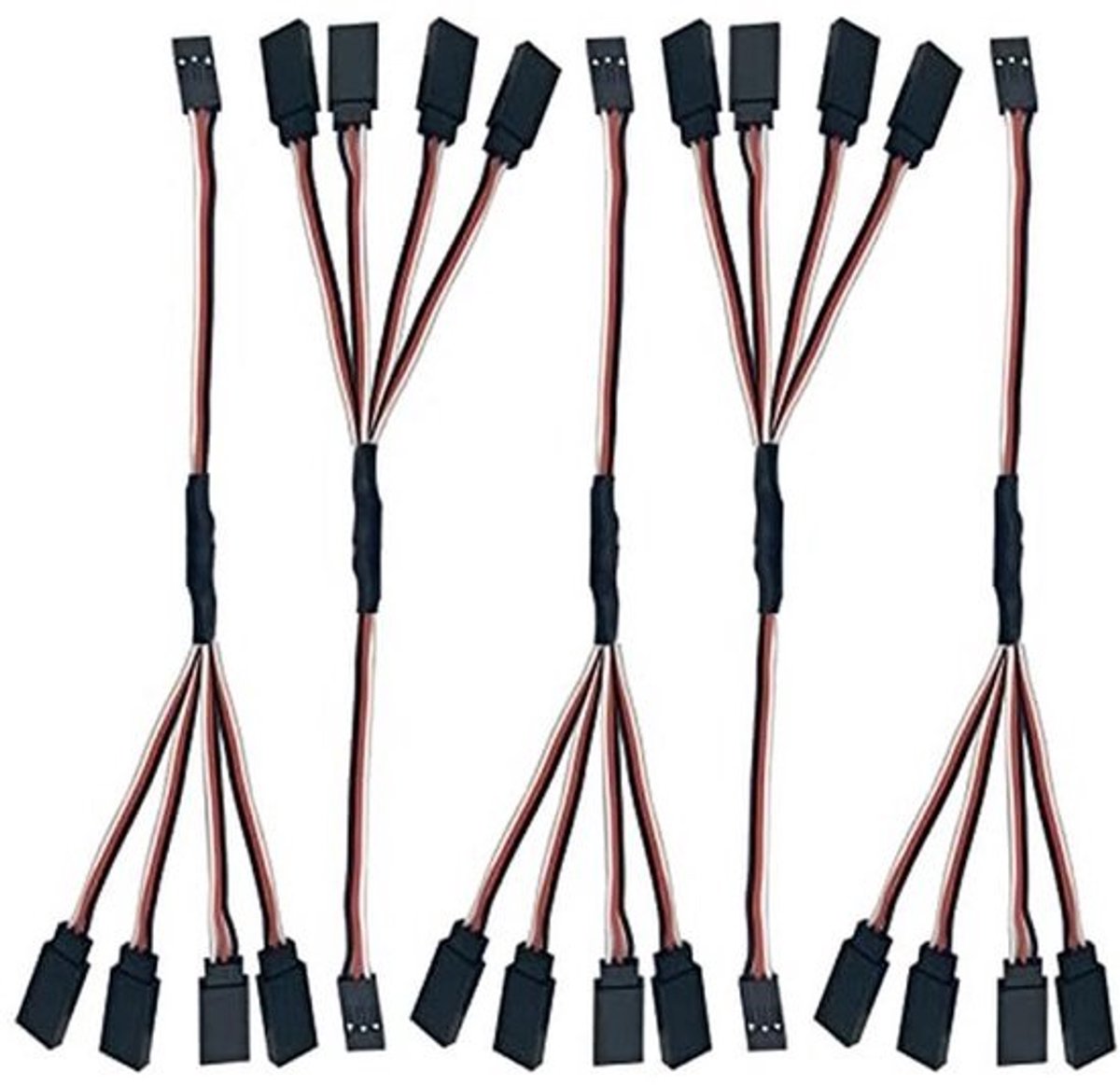 Servo Verlengkabels - Y-Stekkers Splitter - RC Model Besturing - 1 op 4 Aansluitingen - 5 Stuks 20 cm