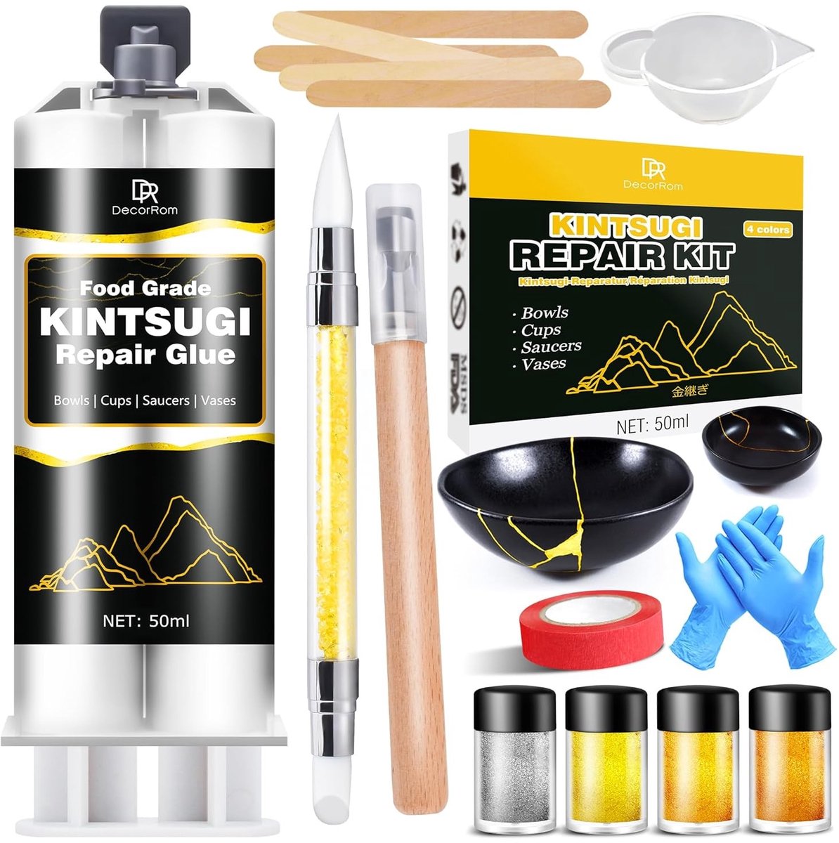 Emaille reparatieset - Goud/Zilver - 50 ml - Voedselveilige Keramiekreparatieset voor Porselein en Glas