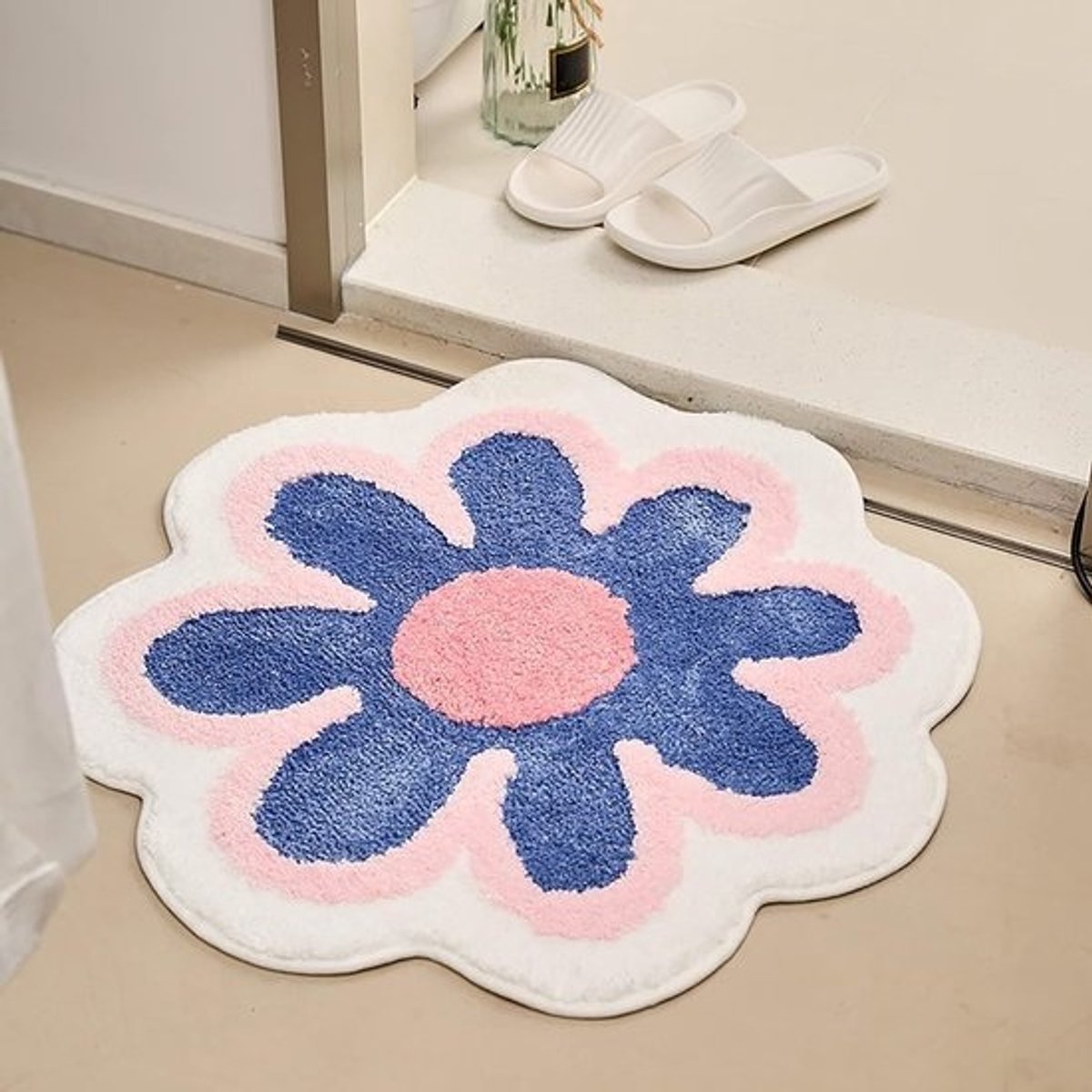 Schattige Daisy-badmat 40 x 40 cm - antislip, wasbaar en absorberend