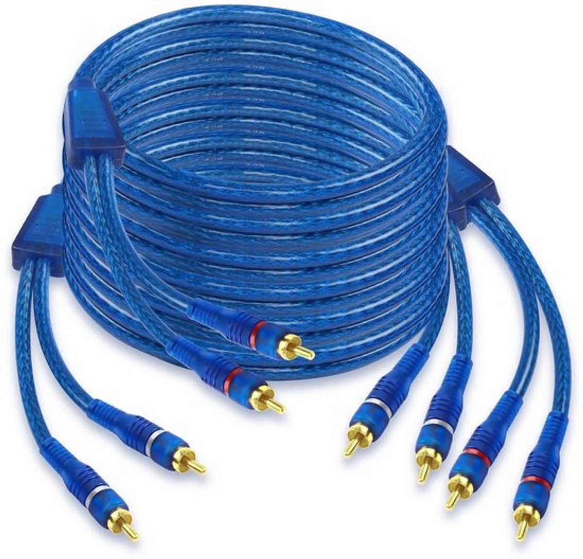 4 Kanaals Cinch Audiokabel met Ruisonderdrukking voor Auto, Marine en Motor - 5 Meter Lengte