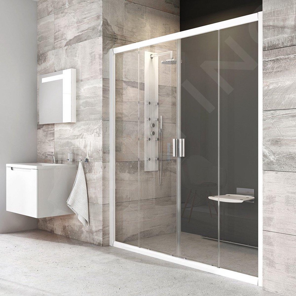 Vierdelige douchedeur BLDP4-180, 1770-1810 mm, wit/helder glas