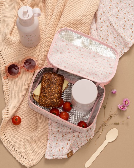 Fresk Koeltas Kind - 2.5 L - Lunchtas Meisje - Thermische Lunch Koeltas - Met Bestekvak - Waterafstotende Lunchtas - Crème - Garden Flowers van Fresk — afbeelding 2