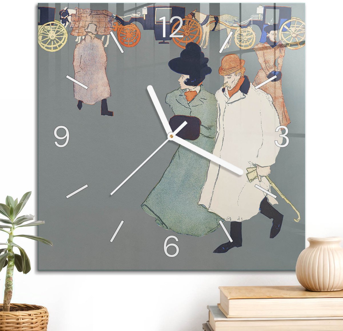 ArtPrintCave Grijs Glazen Klok - 30x30 cm - Wandklok Vierkant - Stedelijke Chic Wandklok Keuken - Mensen Unieke Klok - Witte Klokwijzers
