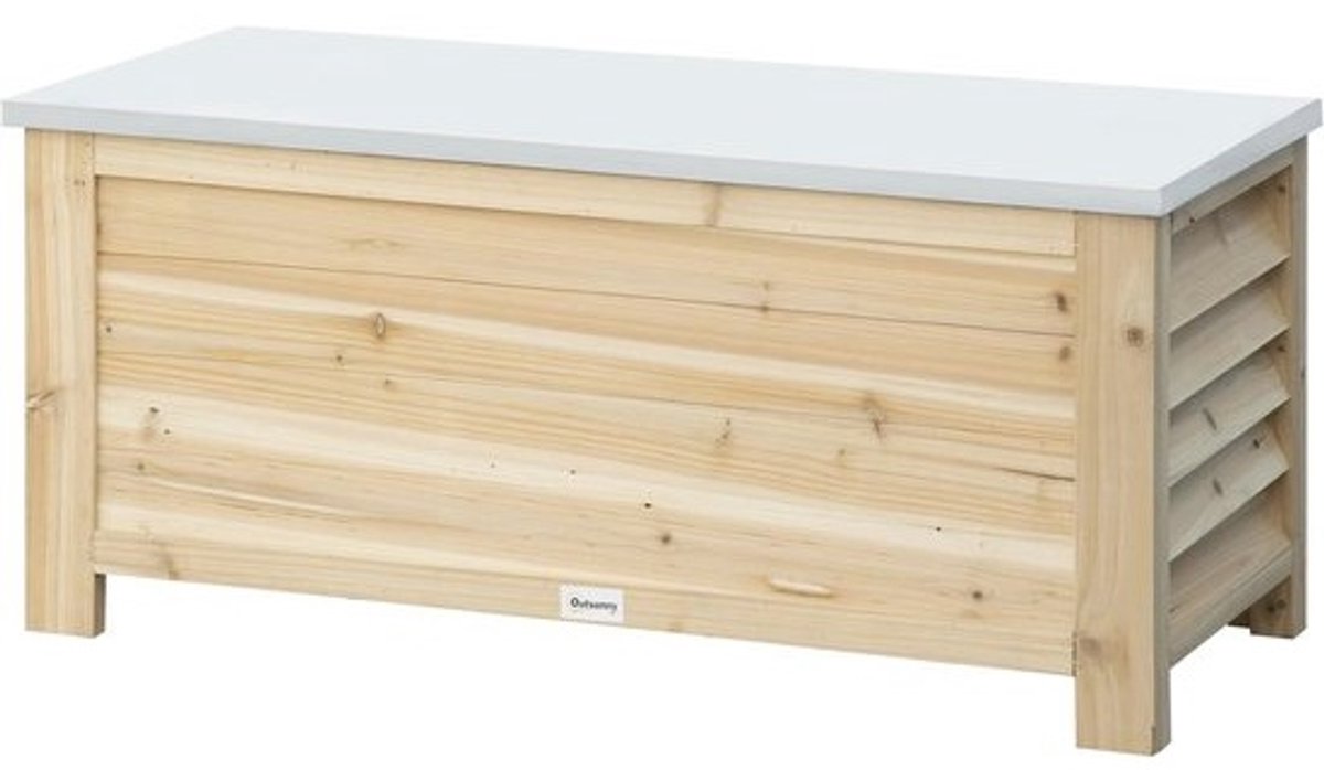 Houten Tuinkist met Verzinkt Metalen Deksel, 155 Liter Capaciteit