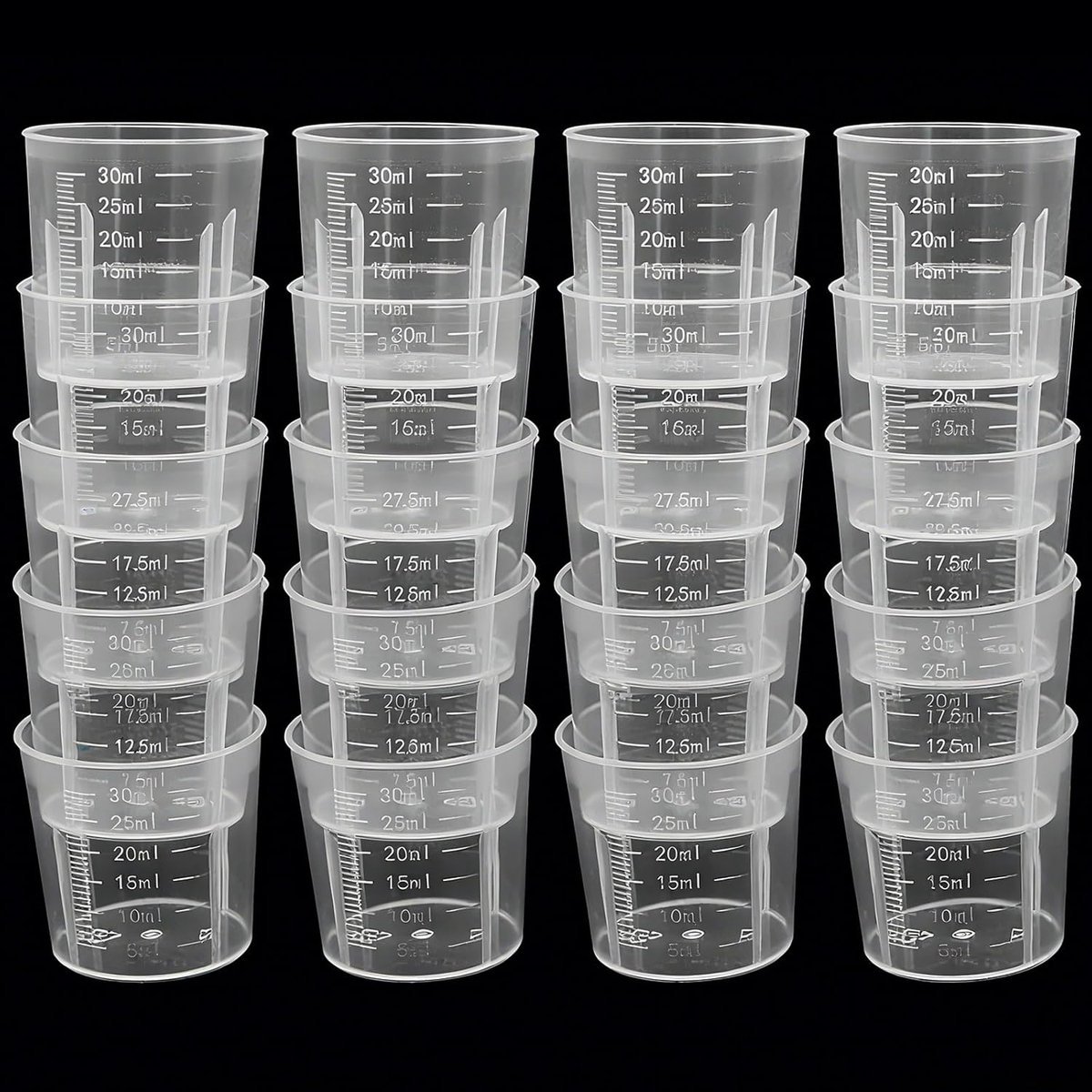 Maatbeker - Set van 20 - 30 ml - Kunststof - Stapelbaar - Compact