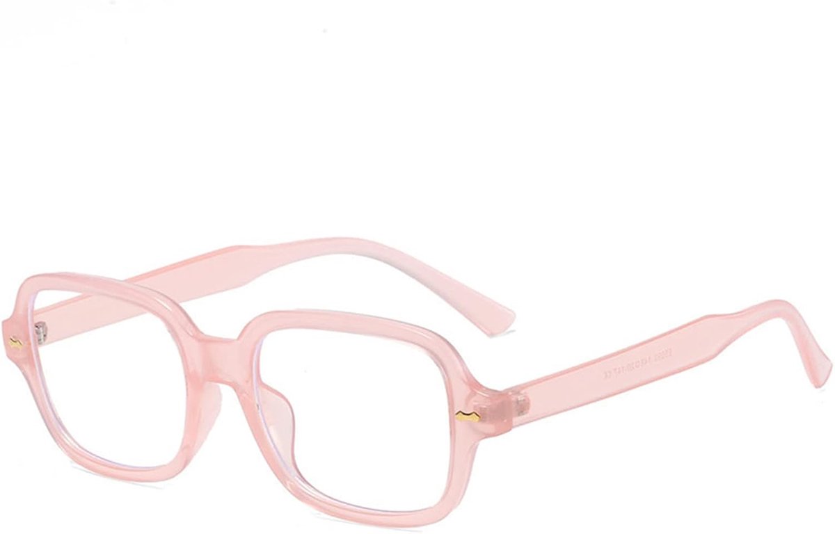 Rechthoekige ovale zonnebril dames heren gele gradient bril retro gekleurde zonnebrillen UV 400 bescherming, Anti-bluelight Pink