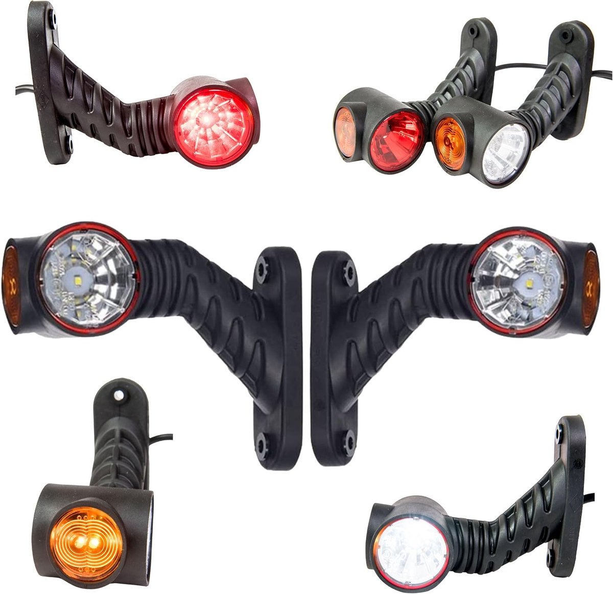2 x LED rubberen begrenzingslampen zijlicht 12V 24V met E-keurmerk positielicht auto vrachtwagen caravan autolamp licht wit rood oranje