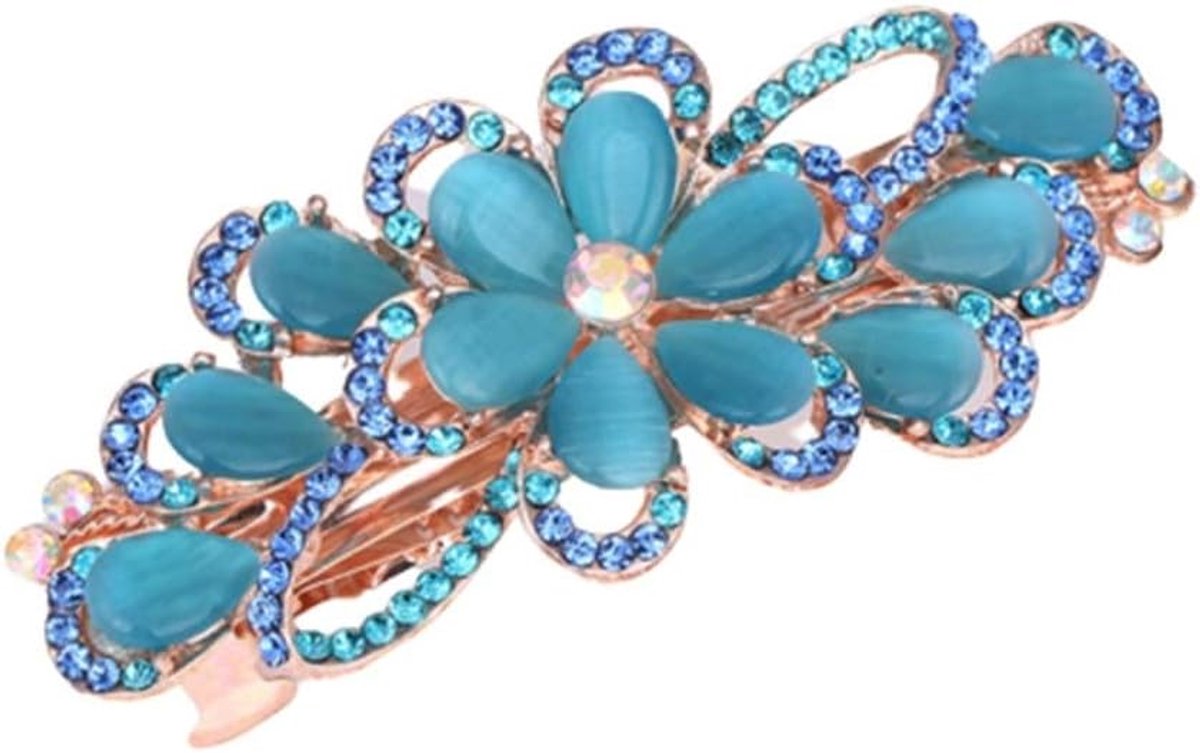 Grote Rhinestone Opal Hairpin hoofdtooi dames strik paardenstaart Hairpin Spring Clip Haar Accessoires (Color : Bow pink)