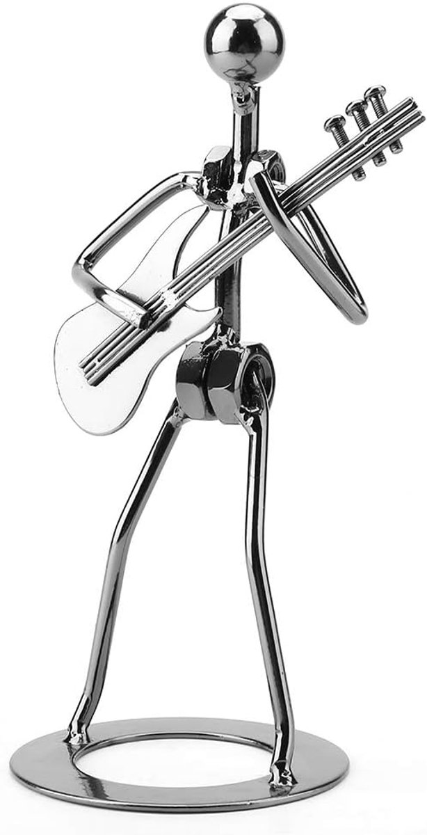 Collectible Beeldje, Vintage Metal Guitar Player Beeldje Muzikant Speler Ornament Cadeau voor Home Office Decoration