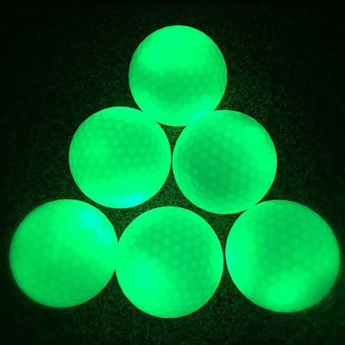 Golfballen, 6 stuks golfoefeningsballen, led-licht, elektronische led-lichtgolfballen voor nachttraining, met groot bereik en afstandsschieten