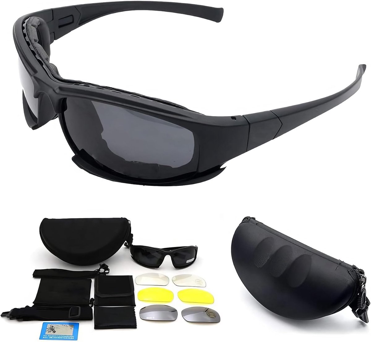 Sportzonnebril, X7 legerzonnebril, militaire tactische bril met 4 verwisselbare lens, beschermende bril voor mannen en vrouwen bij hardlopen, fietsen, skiën vissen