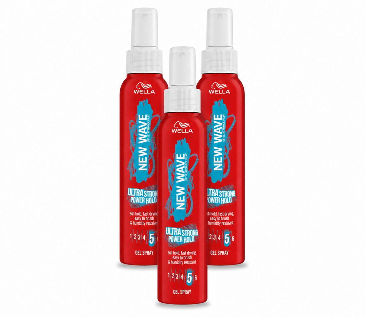 3 x Wella – New Wave Power Hold – Gelspray – 150 ml - Voordeelverpakking - 3 stuks
