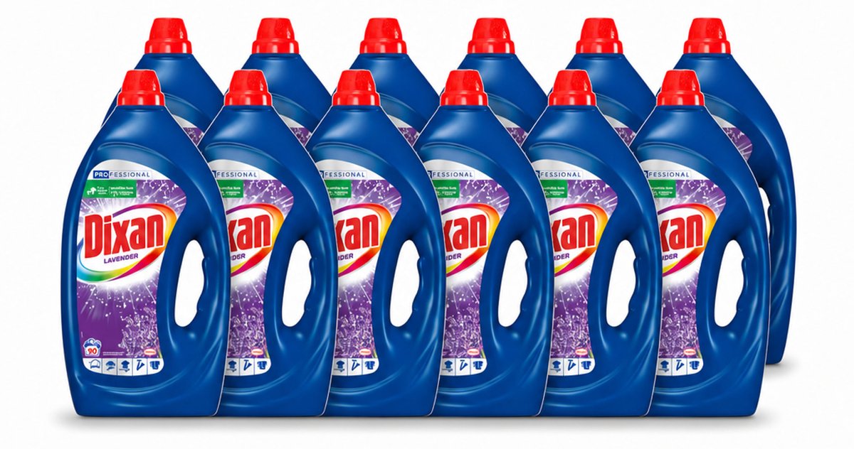 12 x Dixan - Vloeibaar wasmiddel - Fresh Lavender - Professional - 90 wasbeurten - Voordeelverpakking - 12 stuks