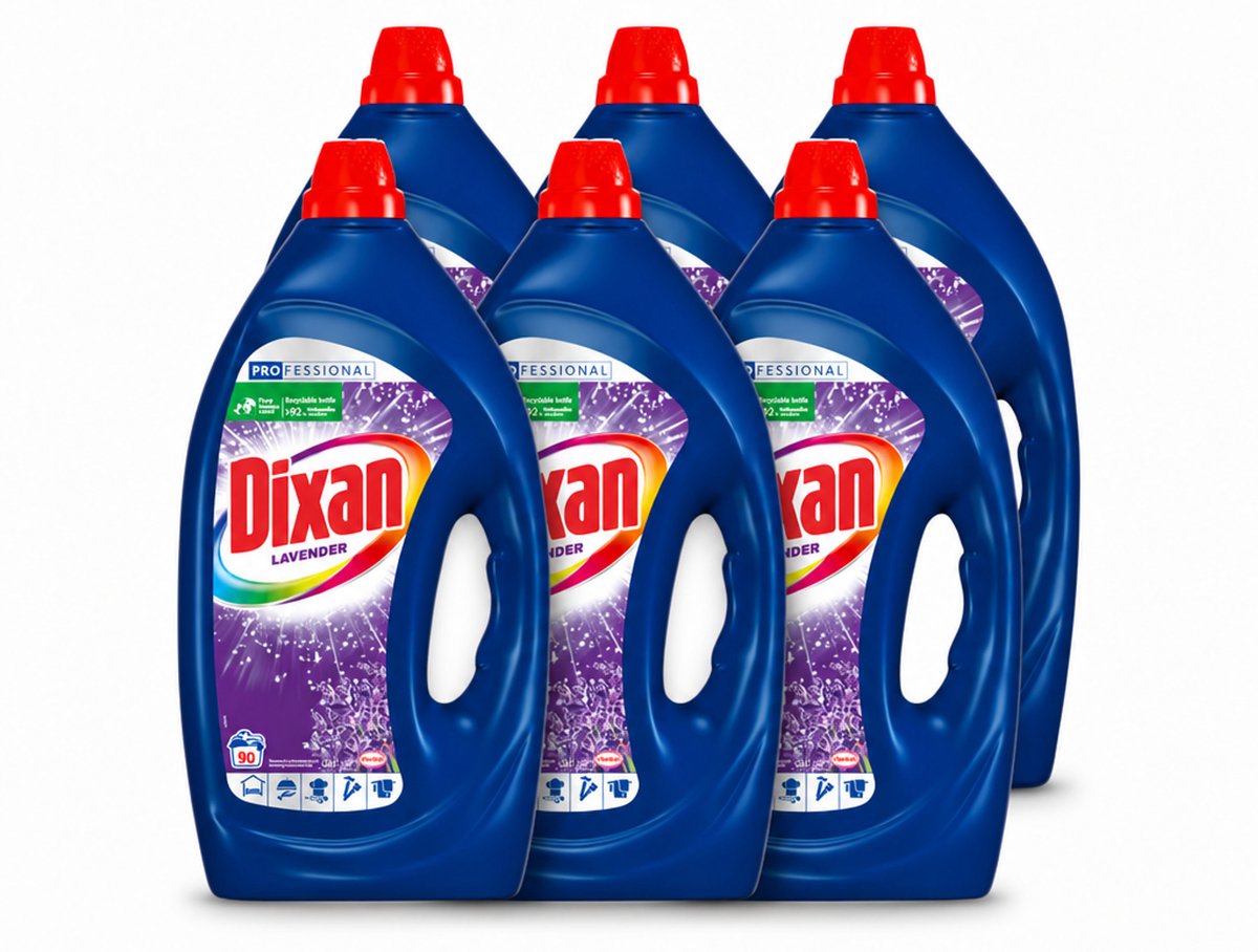 6 x Dixan - Vloeibaar wasmiddel - Fresh Lavender - Professional - 90 wasbeurten - Voordeelverpakking - 6 stuks