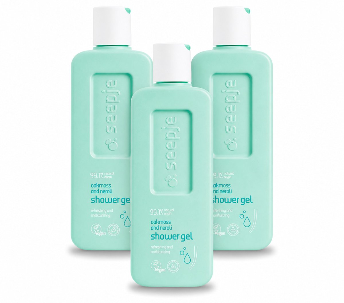 3 x Seepje - Douchegel - Hydraterend & Verfrissend - Eikenmos en Neroli - 300 ml - Voordeelverpakking - 3 stuks