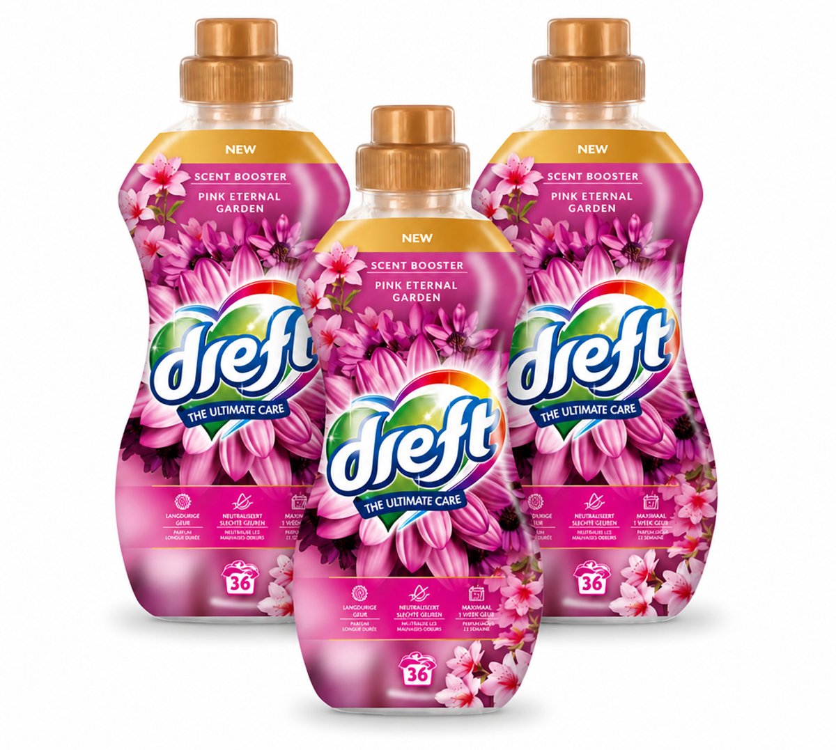 3 x Dreft – Pink Eternal Garden – Vloeibare Geurbooster – 720 ml – 36 wasbeurten - Bulkverpakking - 3 stuks