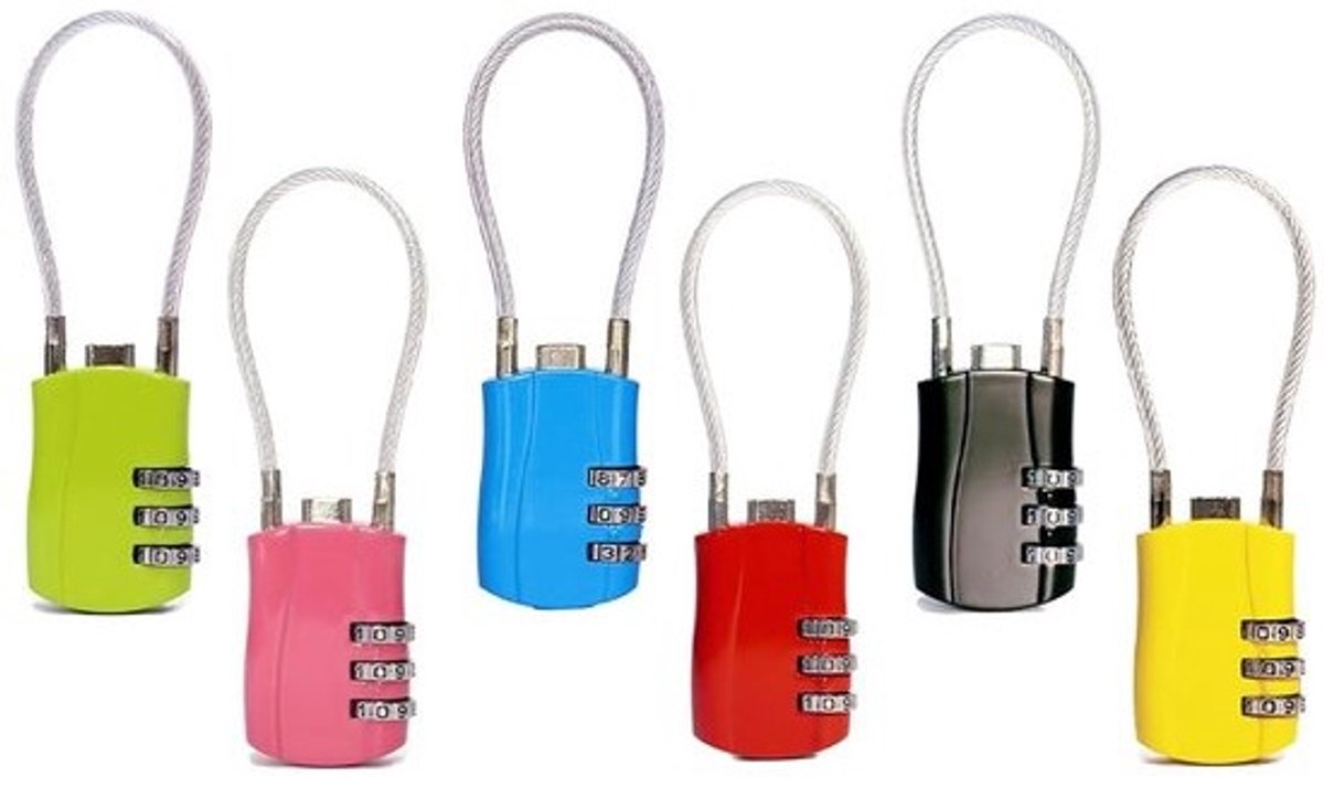 Dailygoods - 6 bagagesloten - 3-cijferige combinatiesloten voor koffers en bagage - willekeurige kleur