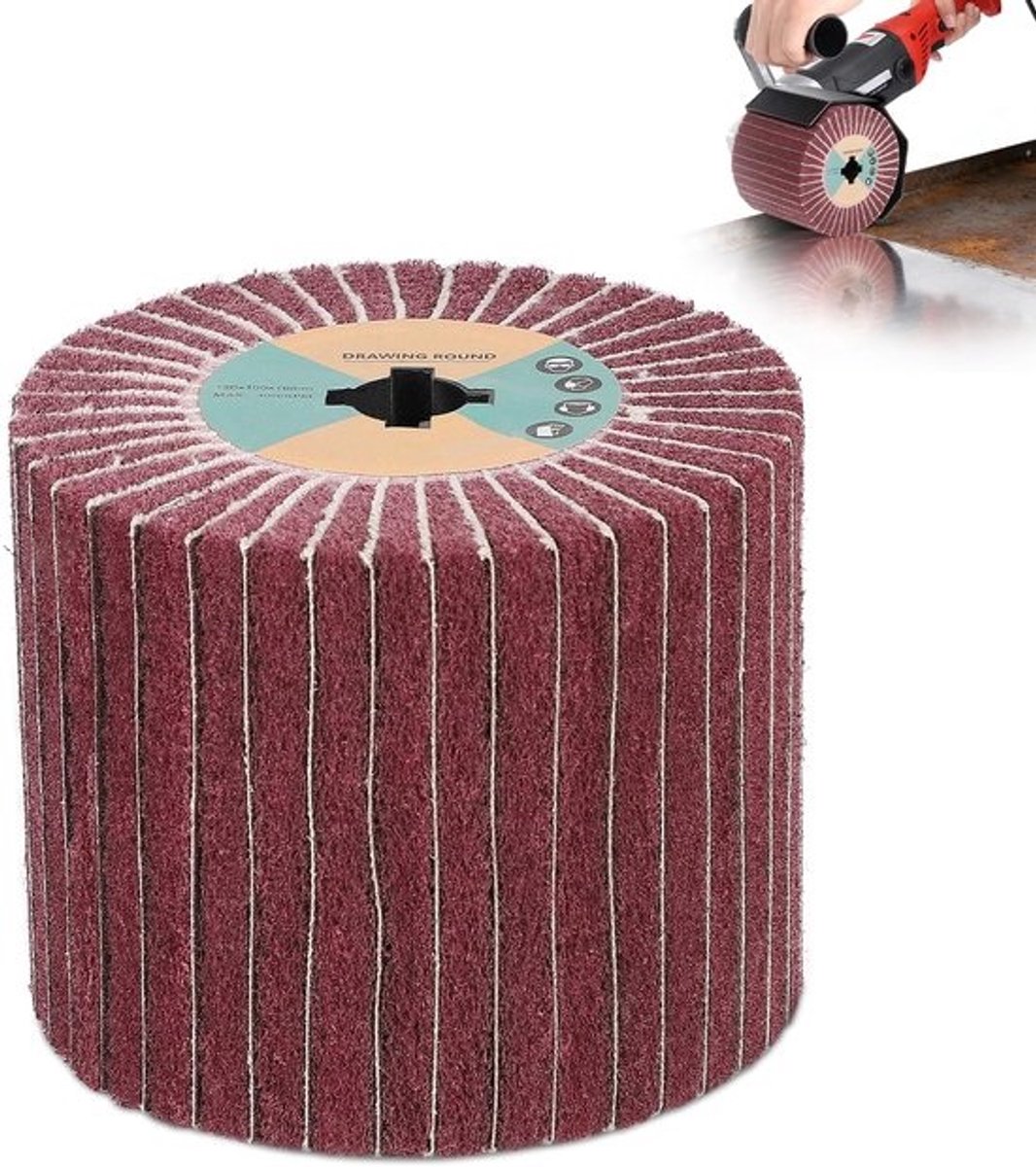 Dailygoods - EXLECO schuurrolborstel voor elektrische schuurmachines - 19 x 120 x 100 mm, korrel 320, van kunstvezel met schuurpapier - Voor polijstmachines, gesatineerd voor het polijsten van hout en metaal