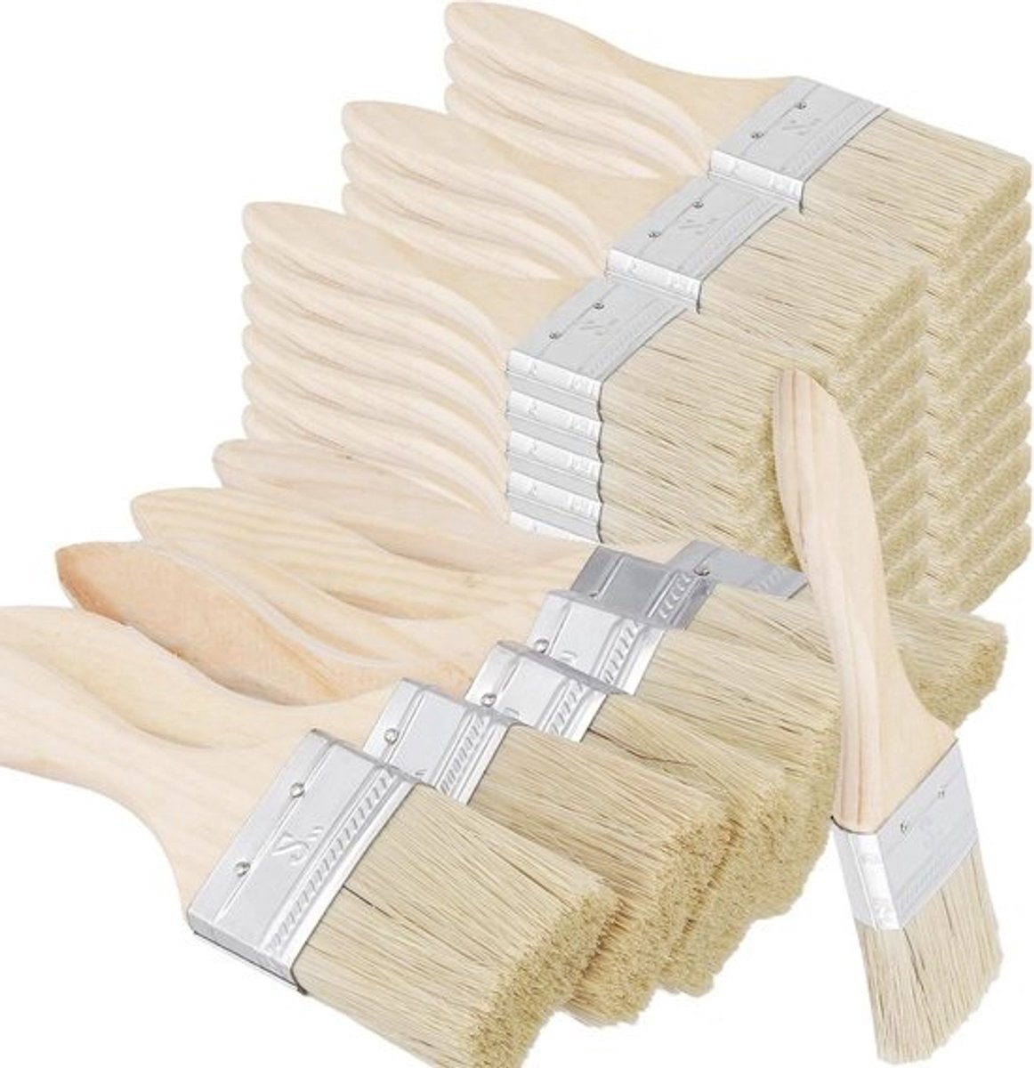 50 Stuks 5 inch Chipverfkwasten met Houten Handvat - Verfborstels voor Muren, Hout en Doe-het-zelfprojecten