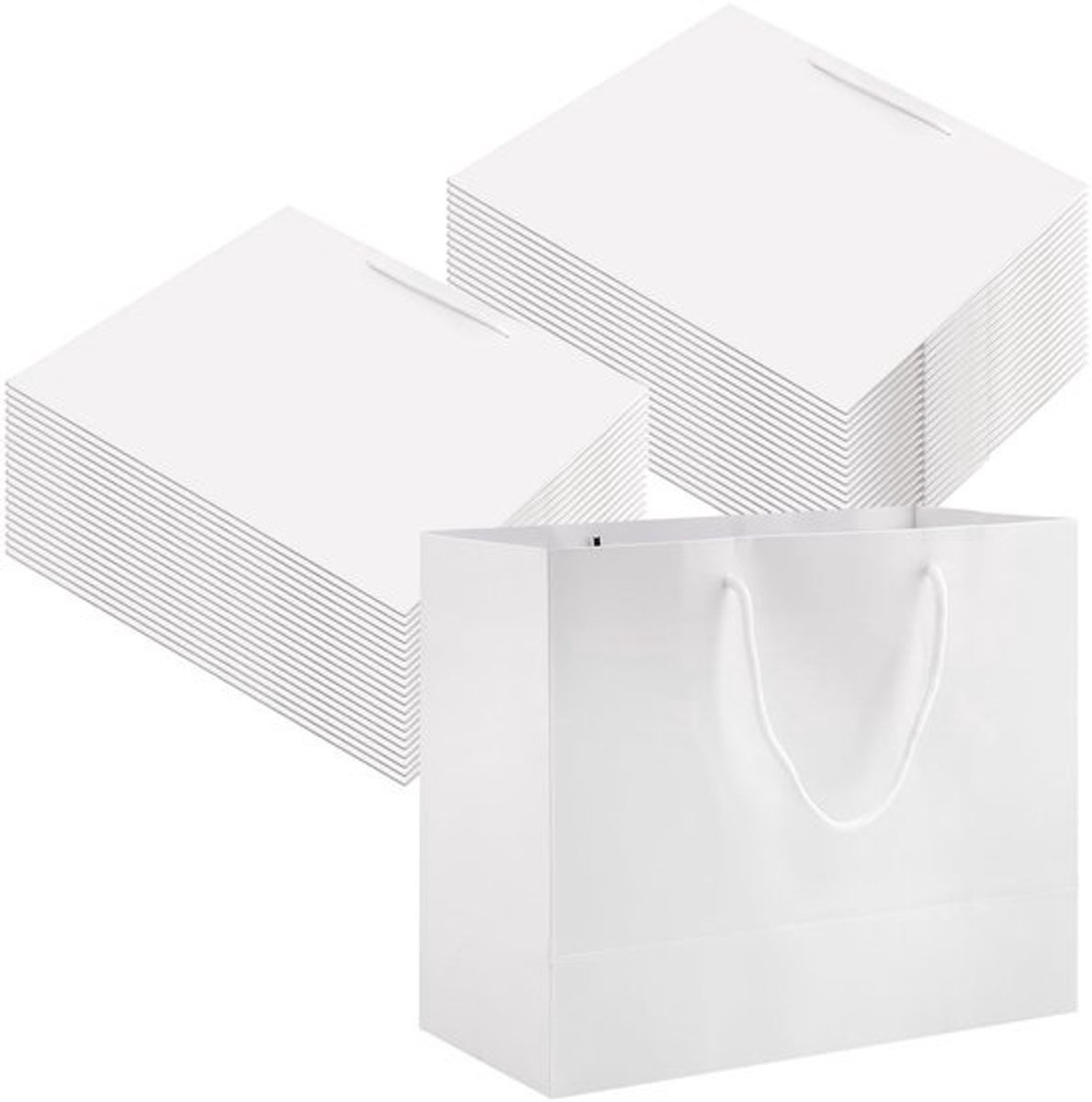 Dailygoods- 40 geschenkzakken - Witte papieren zakken - 250 g - 25 x 30 x 13,5 cm - Met handvatten - Voor verjaardagen en bruiloften - Cadeauzakken